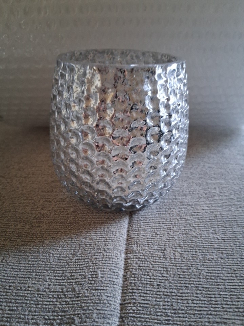 Rare Diamond Star Corp Speckled Mercury Glass Votive Candle Holder 3 In